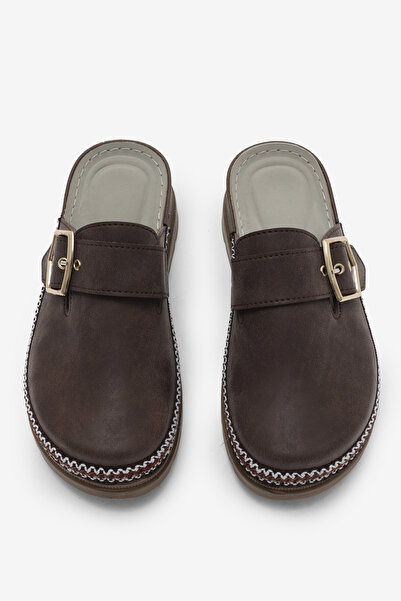 Tonny Black Women's Brown PU Sole Comfortable Fit Buckled Slipper