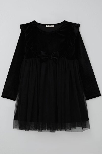 Breeze Κοριτσίστικο μακρυμάνικο φόρεμα Βελούδο με αξεσουάρ φιόγκου, Τούλι τεμ...