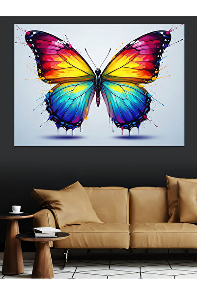 Artmeg Pictură decorativă pe pânză cu fluturi mari și aripi colorate - Tablou...