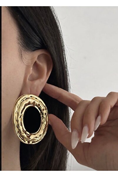 AychaAksesuar Steel Vip Pinterest Earrings Black Plate Large Steel Earrings