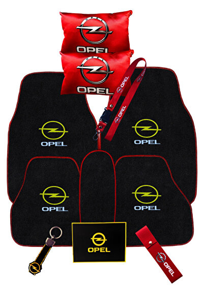 TUSBA MARKET Opel 5'li Araba Paspas Seti & Kırmızı Oto Boyun Yastığı & Ayna A...