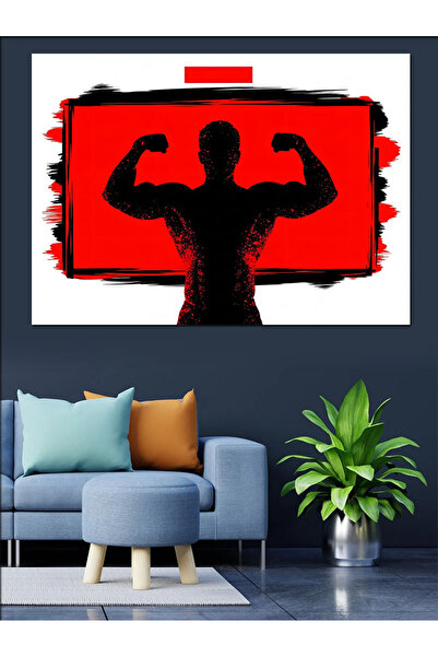 Artmeg Strong Bodybuilder Silhouette Logo Decorative Canvas - Mdf Wood Painting