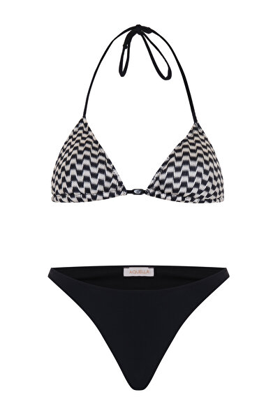 AQUELLA Σετ Τρίγωνο Μπικίνι Πλεκτό Με σχέδιο