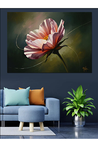 Artmeg Pânză decorativă cu flori roz care stau singure - Tablou din lemn MDF