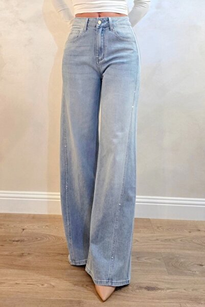 FashionForYou Kyoto wide leg jeans, with rhinestones and pre-washed shade, Li...