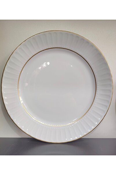 Güral Porcelain Matte Gilded 6 Pieces 25 cm Serving Plate