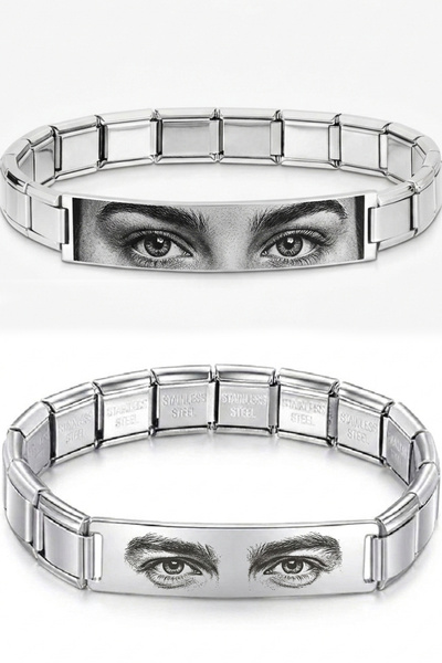 Takı Dükkanı Kişiye Özel Göz Resim Baskılı İtalyan Charm Plakalı Unisex Çelik...