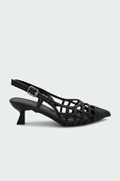 LAMİNTA Wenty Με πλεκτή λεπτομέρεια Γυναικείο Μαύρο Παπούτσι με τακούνι