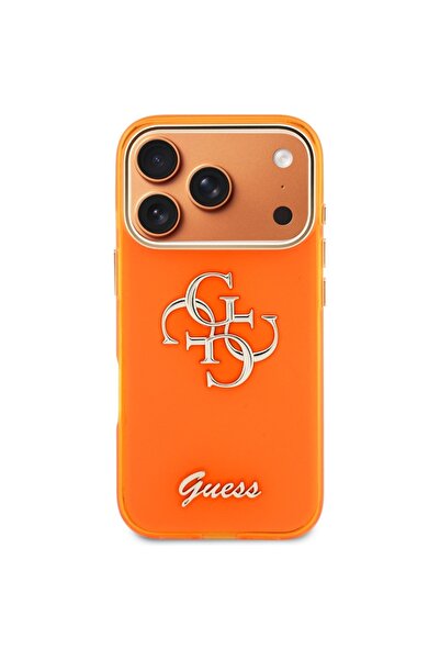 Guess IML 4G Script Metal MagSafe Case for iPhone 17 Pro Max - Orange