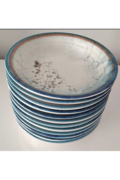Güral Porcelain Marble Pattern 12 Pieces 17 cm (Small) Deep Plate