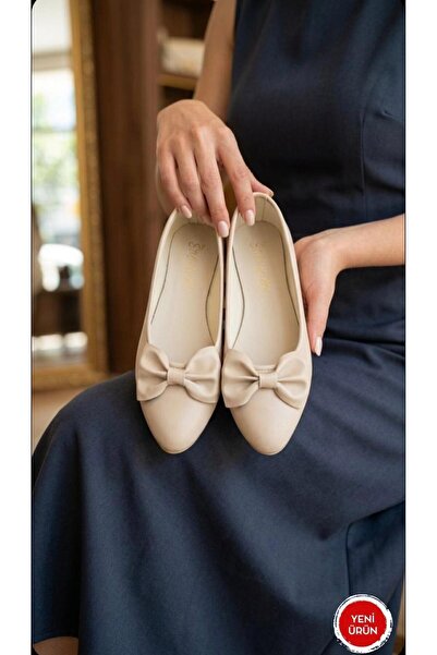 redtan Pantofi de damă crem balerini elegant și detaliu cu fundă confortabili