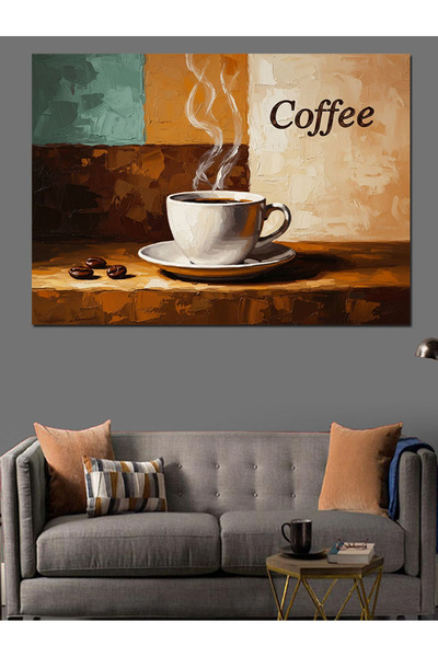 Artmeg Cană de cafea fierbinte care scoate fum, pânză decorativă - Masă din l...