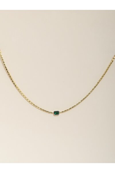 TAUFİE Emerald Touch 925 Ayar Gümüş Üzeri Altın Kaplama Yeşil Taşlı Minimal K...