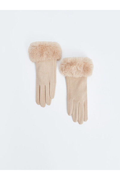 LC Waikiki Quality Parts from Çelebi Store Fur-Trimmed Women's Gloves