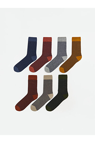 LC Waikiki Rmz Gi̇yi̇m Farkiyla Striped Men's Socks 7-Pack