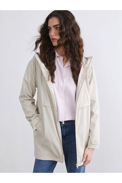 LC Waikiki Rmz Gi̇yi̇m Farkiyla Hooded Women's Leather Look Raincoat