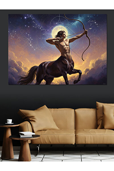 Artmeg Archery Zodiac Themed Centaur Decorative Canvas - Mdf Wood Table