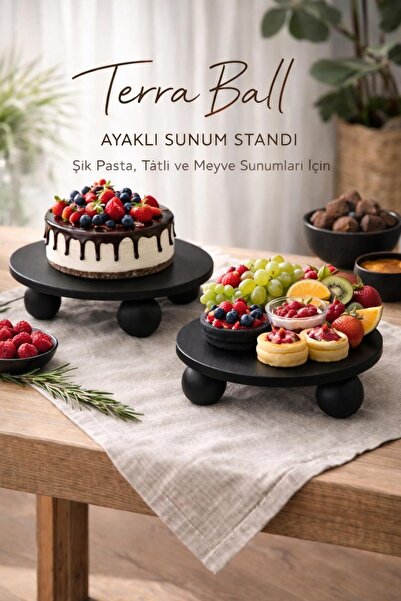 EN CONCEPT DESİNG 2’li Ayaklı Pasta Sunum Standı Tatlı Meyve Sunumluğu