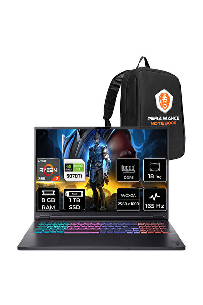ACER Nitro 18 Ryzen AI 7 350 8GB 1TB SSD RTX5070Ti/12GB 115W 18" WQXGA 165Hz ...