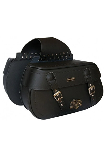 ebakbak Motosiklet Deri Yan Çanta Choper Model Black Cruiser Motor Heybe Yan