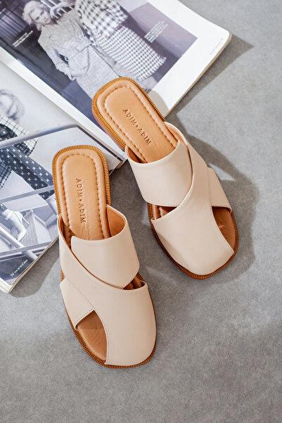 Adım Adım Papuci plat din piele naturală pentru femei