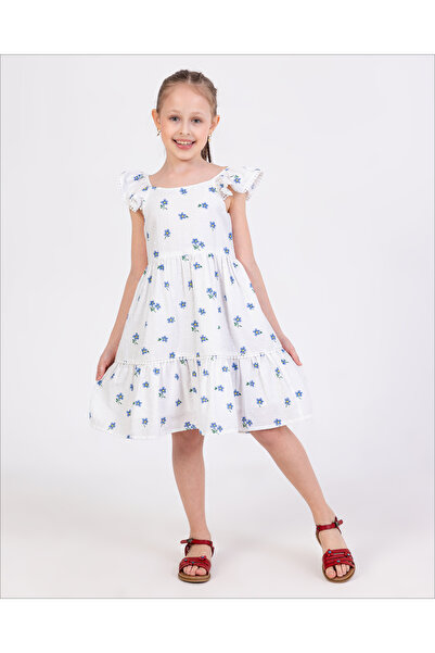 Luggi Baby فستان مزين بالزهور مع أشرطة