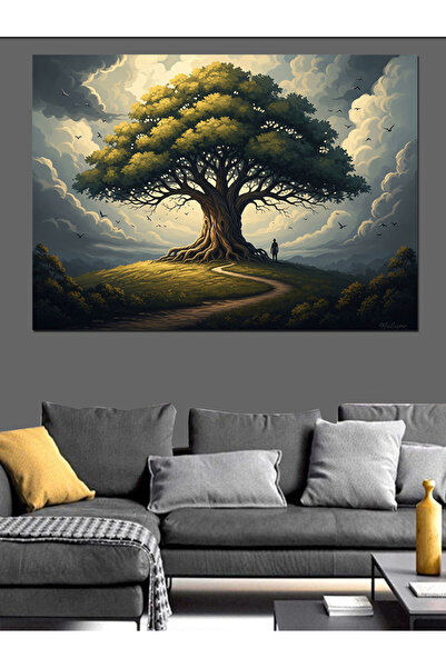 Artmeg Massive Tree of Life Above the Clouds Decorative Canvas - Mdf Wood Pai...