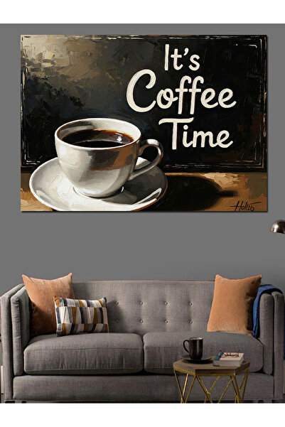 Artmeg Διακοσμητικός καμβάς με γραπτό σχέδιο Coffee Time - Ξύλινος πίνακας MDF