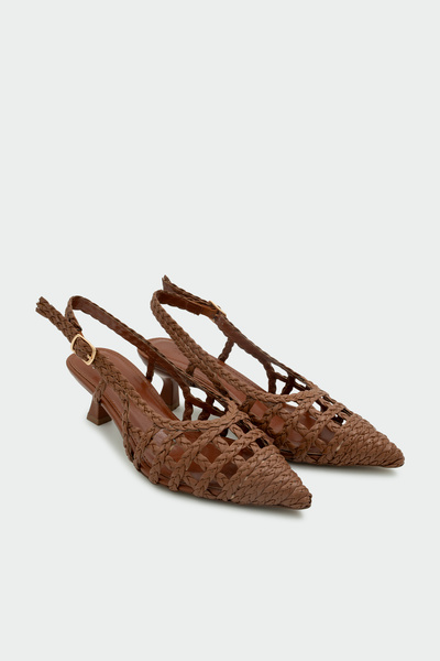LAMİNTA Wenty Knitted Detail Women's Tan Heeled Shoes