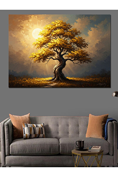 Artmeg Pânză decorativă Arborele Vieții cu flori luminoase - Tablou din lemn MDF