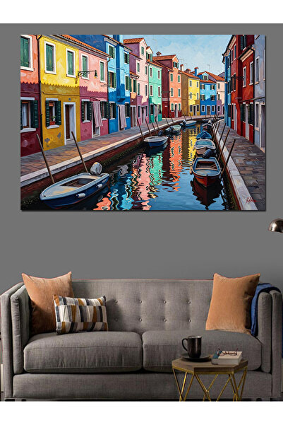 Artmeg Case și canale italiene colorate - Pânză decorativă - Masă din lemn MDF