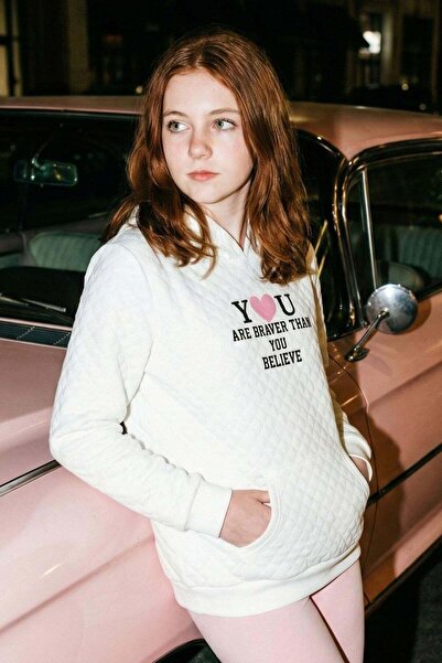 Breeze Devojčica, dukserica Prošiveni dezen Kengur džep 8-14 godina, bež