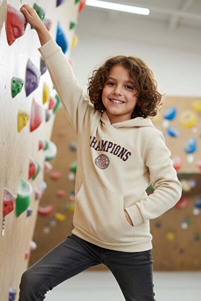 Breeze Dečija majica sa kapuljačom Tekst Štampano Sa kapuljačom 4-8 godina, krem