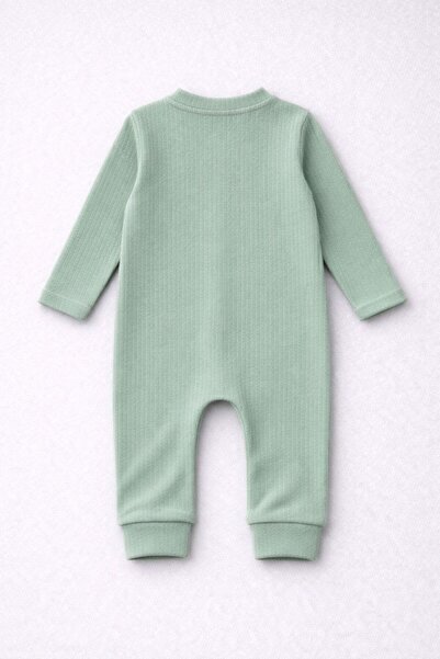 nevrankids Bebek Tulumu 0-9 Ay Fitilli Interlok Çıtçıtlı Yenidoğan Tulumu - Mint Yeşil