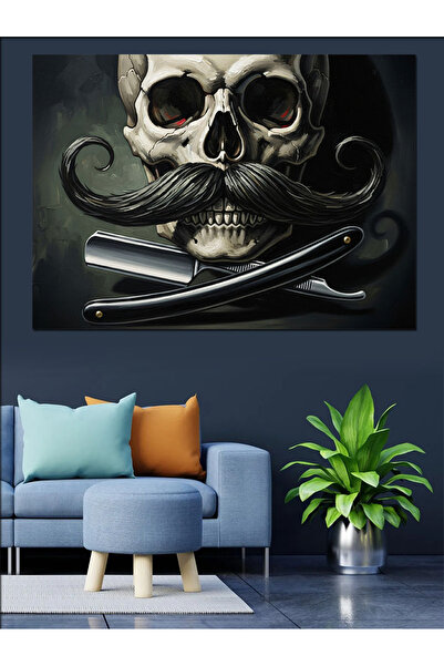 Artmeg Pânză decorativă cu logo-ul berberilor cu craniu și mustăți - Masă din...