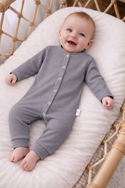 nevrankids Bebek Tulumu 0-9 Ay Fitilli Interlok Çıtçıtlı Yenidoğan Tulumu