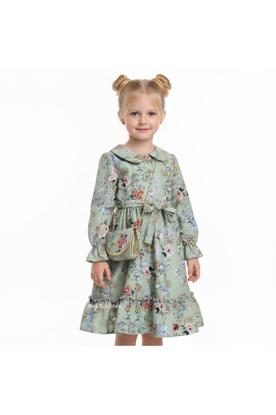SeaBubbles Floral Girl's Dress with Bag
