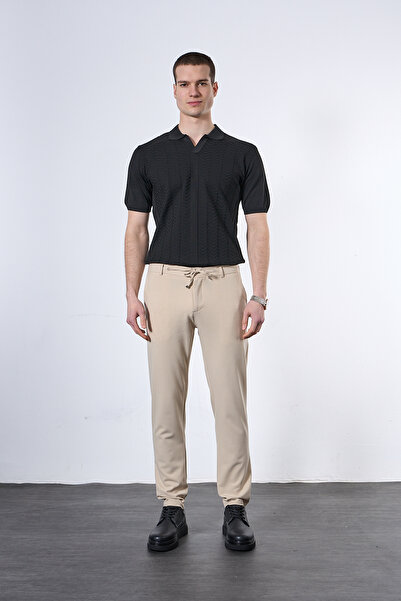Mesfeno Regular Fit Elastic Waist Fabric Trousers
