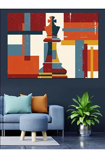 Artmeg Abstract Geometric Chess Piece Figure Decorative Canvas - Mdf Wood Pai...