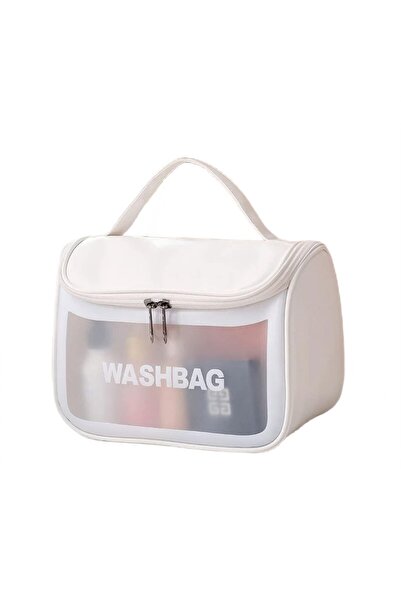 OEM White foldable toiletry bag with zipper