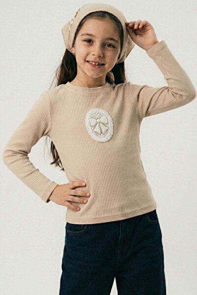 Breeze Devojčička majica dugih rukava Vintage Čipka sa apliciranim mašnom, uz...