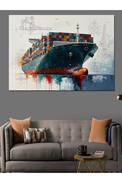Artmeg Pânză decorativă pentru navă container colorată, artă modernă - Tablou...