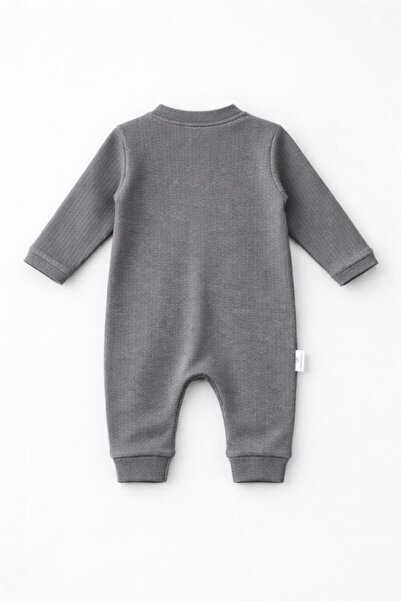 nevrankids Bebek Tulumu 0-9 Ay Fitilli Interlok Çıtçıtlı Yenidoğan Tulumu - Antrasıt