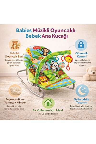 Müzikli Oyuncaklı Ana Kucağı Sallanan Bebek Ana Kucağı Babies Bebekler İçin
