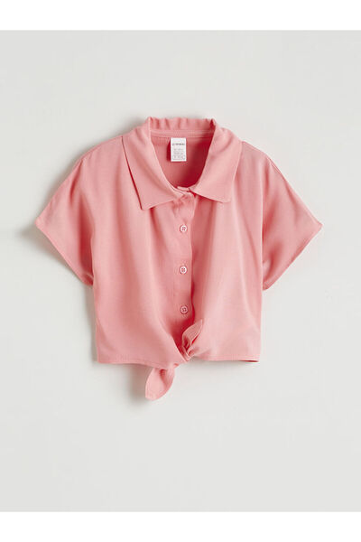 LC Waikiki Pink Tie-Up Girls' Shirt by Güli̇s Gi̇yi̇m