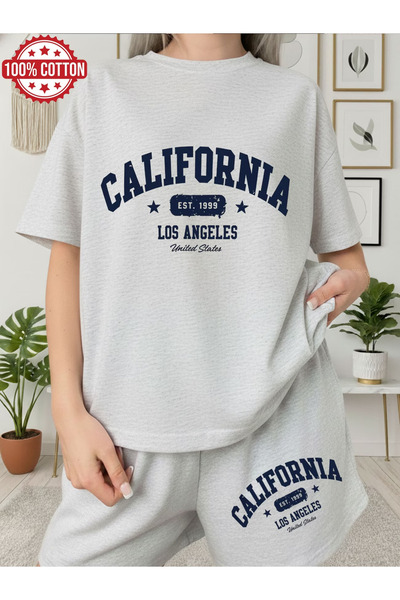 Flow touch California Printed Oversized shorts set