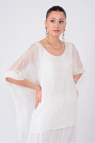 AYASOFYA OTANTIK Γυναικείο ιταλικό μανίκι νυχτερίδα με λεπτομέρεια από πούλιε...