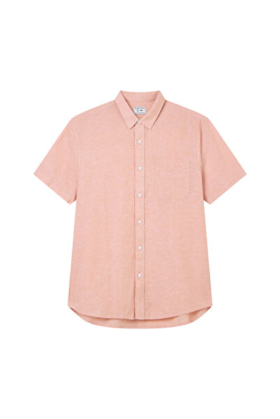 Giordano Men's Slim Linen Cotton Short-Sleeve Shirt