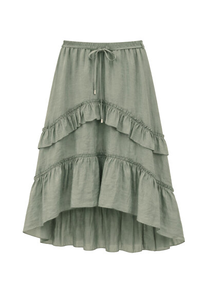 Mixray 4848 Ženska Sa volanima midi suknja kaki