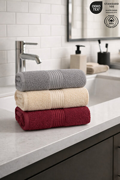 Ellaline Set od 3 ručnika za ruke i lice 100% pamuk sertifikovanih za kupatil...